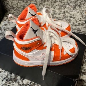 Electro Orange & White Jordan 1 (mid)